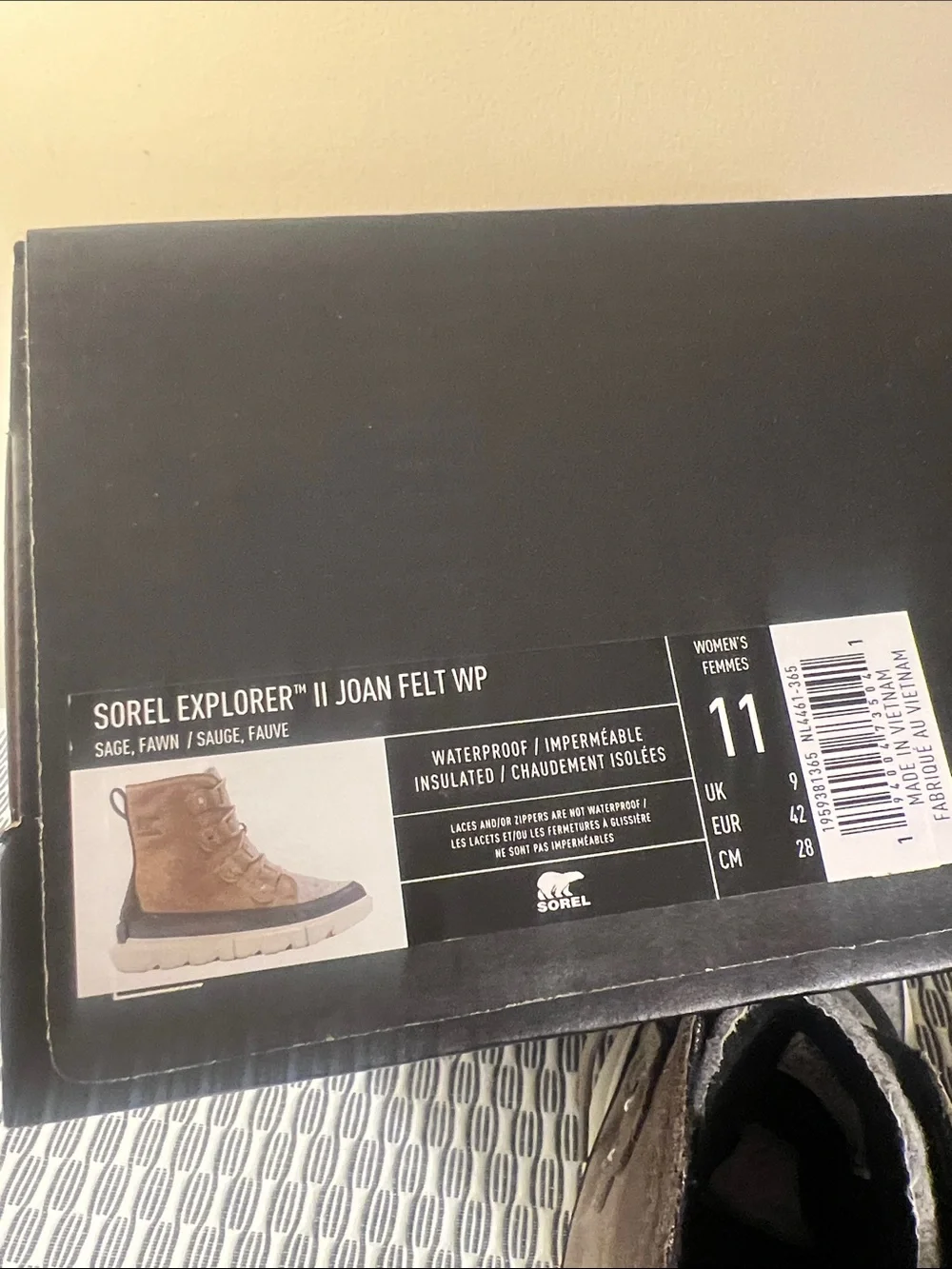Sorel Taupe Suede and Grey Wool Lace-Up Winter Boots